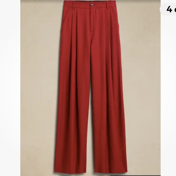 NWT Banana Republic Lena Wide Leg Linen Pant Size 10 Tall  Red Embers - Picture 3 of 16